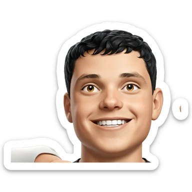 smiling boy with black hair sticker