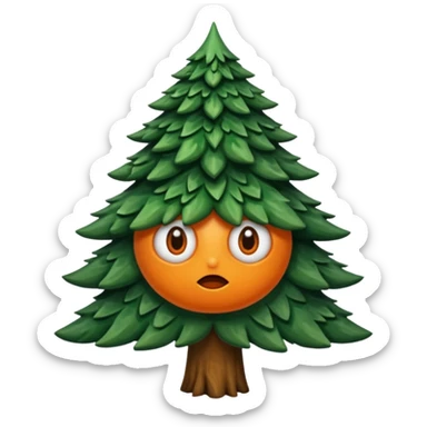 sapin avec deux gros yeux orange, pas de bouche sticker