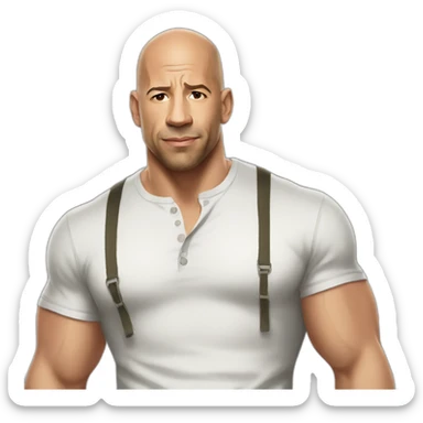 vin diesel cartoon wearing henley  sticker