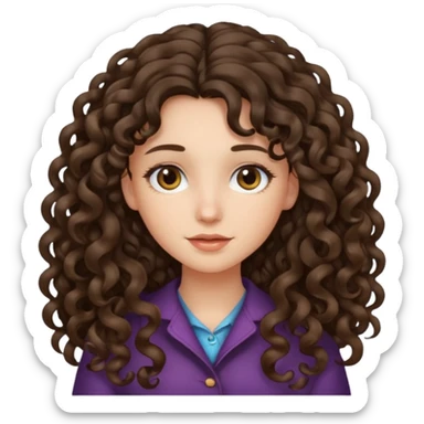 Long haired brunette girl with curly hair at the ends sticker