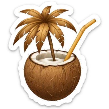 Coconut with straw sticker