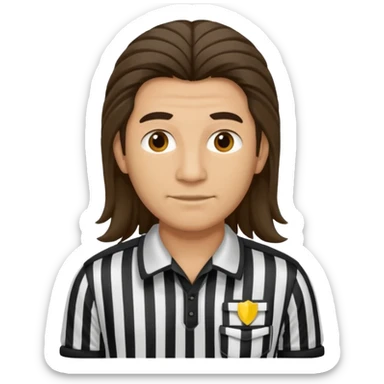 long-haired referee sticker