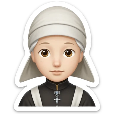 as a pilgrim with a white bonnet sticker