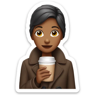 Girl wearing a coat holding hot chocolate  sticker