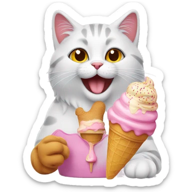 cat enjoying an ice cream sticker