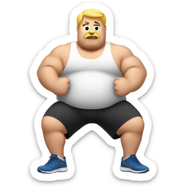 a fat man working out sticker