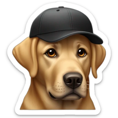 Labrador noir avec une casquette rouge sticker
