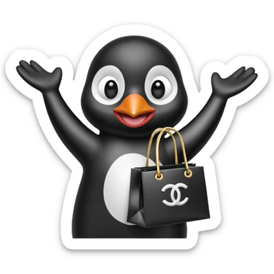 pingu holding Chanel gift bags sticker