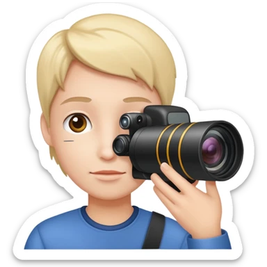 person taking a photo with a big zoom lens sticker