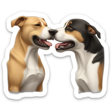 Two dogs fighting sticker