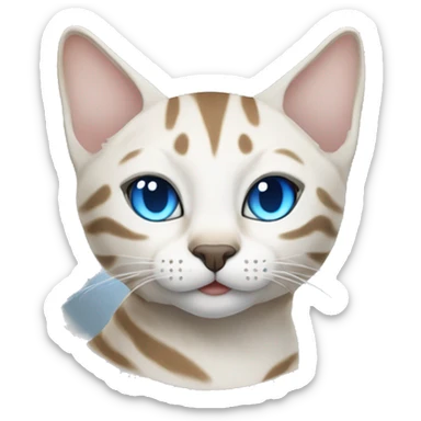 snow bengal cat with light blue eyes, sleeping sticker