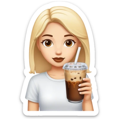 Girl with a iced coffee  sticker