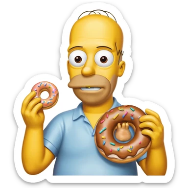 hommer simpson holding donut sticker