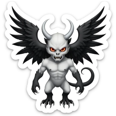 black and white wings demon sticker