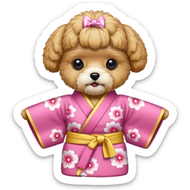 Maltipoo with a pink kimono  sticker