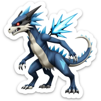 Skeletal Zeraora-Zoroark-Marowak-Dialga-Duskull-Electrike-Fakémon-hybrid-creature (full body)  sticker
