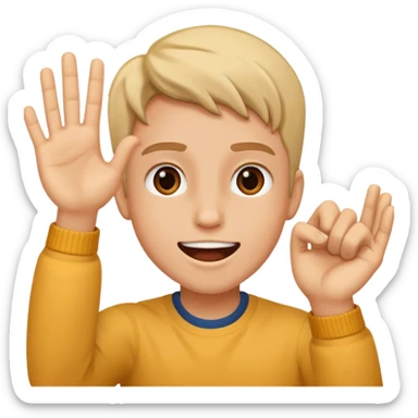 😆excited face like this with a hand next to it that is flexed towards the face sticker