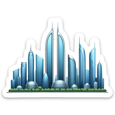 A futuristic city skyline sticker