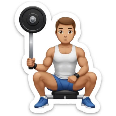 man seated weighted wrist curl sticker
