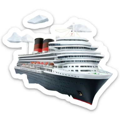 Cunard Cruise ship sailing through icy waters with ice bergs and whales sticker
