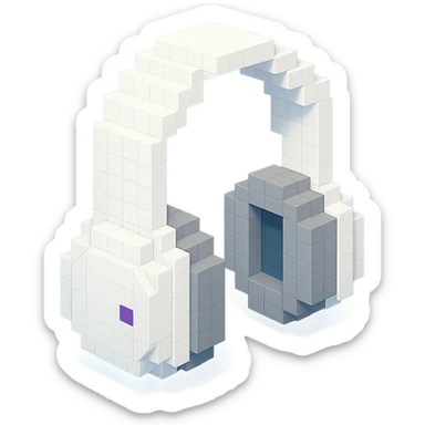 white Sony headphones, minimalist approach sticker