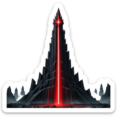 Barad Dúr from Lord of the Rings, Dark, giant Tower, with red laser beams shooting into the sky sticker