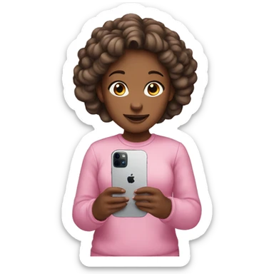 Girl holding a iPhone 15 pink sticker