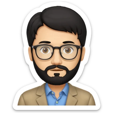 Professor in the la casa de papel TV show, with black hair and beard sticker