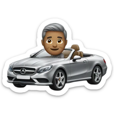 man sitting in silver merCedes car sticker
