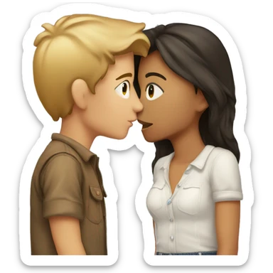 empty girl kissing country boy sticker