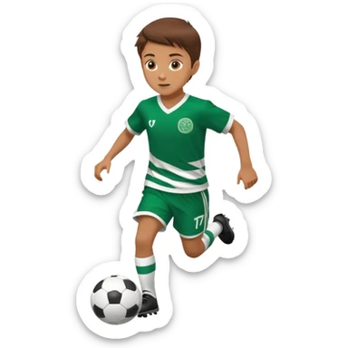 Brown hair 6 years old boy footballer running playing soccer wearing celtic uniform ( jersey) # 17 in the jersey !  sticker