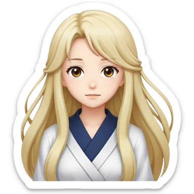 Anime girl with full figure, long hair, tasteful design sticker