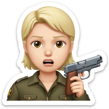 Gun pointing at a person’s mouth sticker
