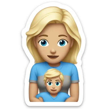 mother and son blonde hair blue eye version sticker