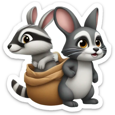 Bunny and raccoon have baby sticker