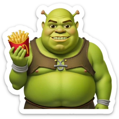 Obese Shrek raising McDonald’s with clones of Shrek  sticker