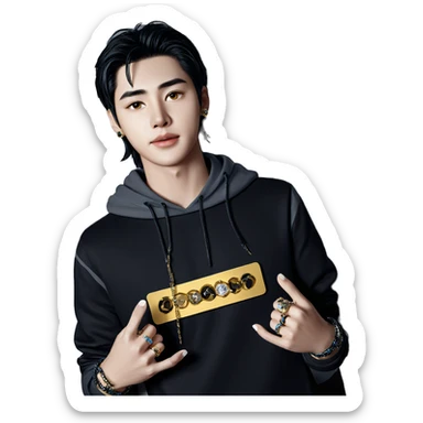 mysterious boy with jewelry sticker