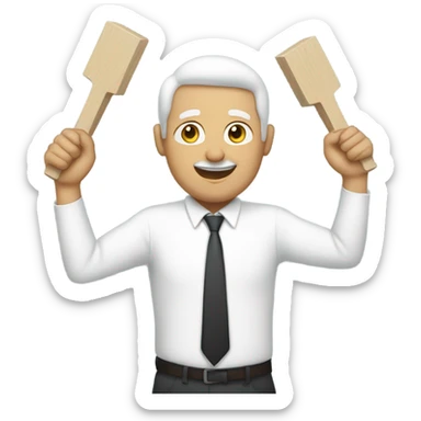 white man holding placard on stick sticker