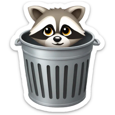 Cute raccoon in trash can sticker