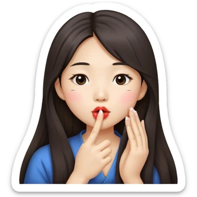 Long hair asian girl blowing goodnight kisses  sticker