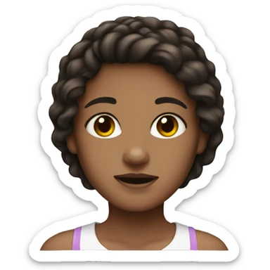Girl brown hair take black mops  sticker
