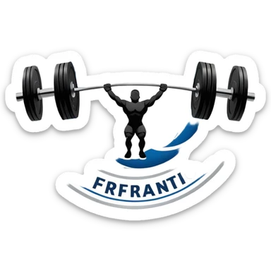 An emblem representing the World Weightlifting Federation with a stylized barbell and global elements. Bold text and clean lines symbolize strength, unity, and competition. Modern, dynamic design with a transparent background. sticker