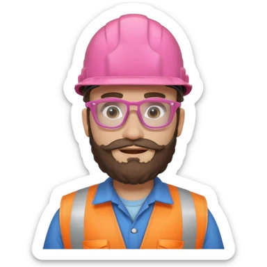 pink curly bearded consturction worker sticker