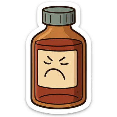 cartoon style bottle of liquid medicine, no face sticker