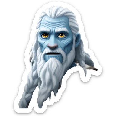 A whitewalker from Game of Thrones walking up the side of a mountain. sticker