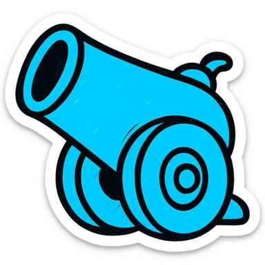blue cannon, bold and modern look sticker
