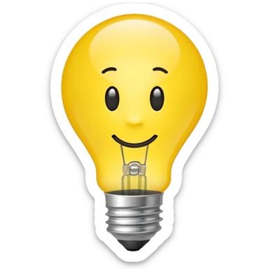 Yellow light bulb emoji representing a good idea, with a green check mark for approval. Simple emoji style, flat design, bold colors, clean lines, no text, transparent background. sticker