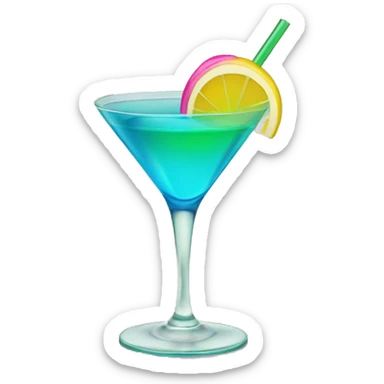 Blue/green cocktail with pink and yellow  sticker