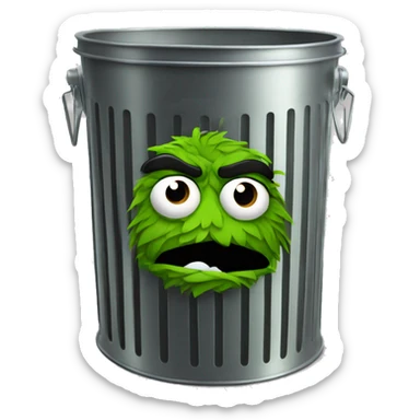 oscar the grouch inside metal trash can sticker
