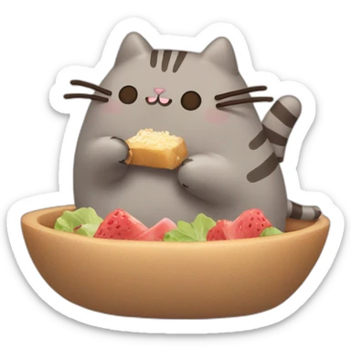 Pusheen eating sticker